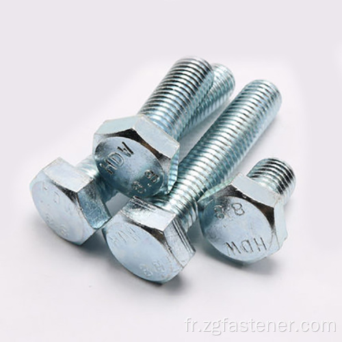 8,8 Grade Blue blanc zinc plaqué Hexagon Flat Bolts Din933